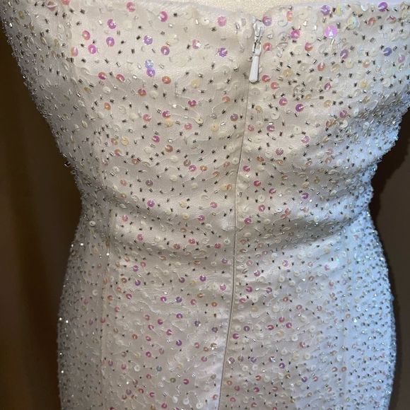 White mermaid silk fully beaded gown - Picture 6 of 7